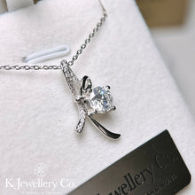 Load image into gallery viewer Moissanite Ribbon Knot Necklace Moissanite Ribbon Knot Necklace