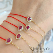 Load image into gallery viewer Diamond 18K Gold 0.25ct Ruby redline Bracelet 18K ruby red rope bracelet