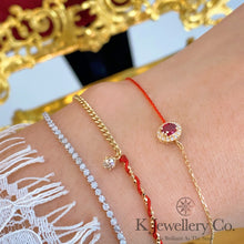 Load image into gallery viewer Diamond 18K Gold 0.25ct Ruby redline Bracelet 18K ruby red rope bracelet