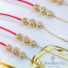 將圖片載入圖庫檢視器 Diamond 18K Gold 0.15ct redline Bracelet 18K天然鑽石三石紅繩手鏈