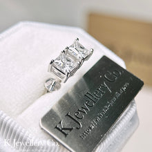 將圖片載入圖庫檢視器 Moissanite Princess Cut Ear Studs 莫桑石公主方石清鑲耳釘