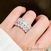 Load image into gallery viewer Moissanite Emerald Cut Cluster Ring (Full/Half Circle)