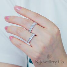 Load image into gallery viewer Moissanite Emerald Cut Cluster Ring (Full/Half Circle)