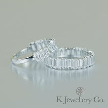 Load image into gallery viewer Moissanite Emerald Cut Cluster Ring (Full/Half Circle)