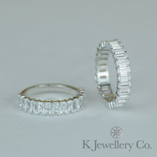 Load image into gallery viewer Moissanite Emerald Cut Cluster Ring (Full/Half Circle)