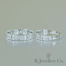 Load image into gallery viewer Moissanite Emerald Cut Cluster Ring (Full/Half Circle)