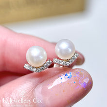 Load image into gallery viewer Moissanite Pearl Earrings Moissanite natural pearl earrings
