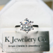 Load image into gallery viewer Moissanite Six Prong Ring Moissanite classic small arm six prong ring