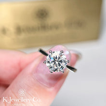 Load image into gallery viewer Moissanite Six Prong Ring Moissanite classic small arm six prong ring