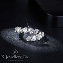 Load image into gallery viewer Moissanite Elegant Emerald Oval Pear Cut Full Paved Ring