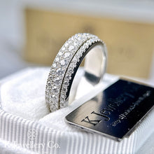 Load image into gallery viewer Moissanite Rolling Ring Full Paved Ring Full Circle Three Rows of Moissanite Rotating Ring