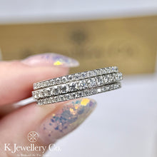 Load image into gallery viewer Moissanite Rolling Ring Full Paved Ring Full Circle Three Rows of Moissanite Rotating Ring