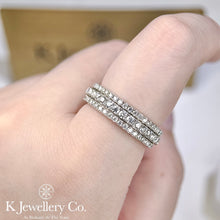 Load image into gallery viewer Moissanite Rolling Ring Full Paved Ring Full Circle Three Rows of Moissanite Rotating Ring