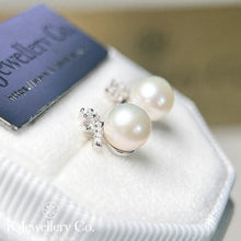 將圖片載入圖庫檢視器 Moissanite Pearl Earrings 莫桑石天然珍珠耳環