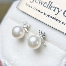 將圖片載入圖庫檢視器 Moissanite Pearl Earrings 莫桑石天然珍珠耳環