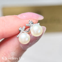將圖片載入圖庫檢視器 Moissanite Pearl Earrings 莫桑石天然珍珠耳環
