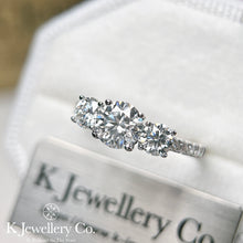 Load image into gallery viewer Moissanite Three Stars Paved Ring full moissanite three stone surround ring