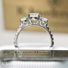 Load image into gallery viewer Moissanite Three Stars Paved Ring full moissanite three stone surround ring