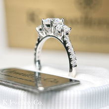 Load image into gallery viewer Moissanite Three Stars Paved Ring full moissanite three stone surround ring