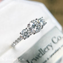 Load image into gallery viewer Moissanite Three Stars Paved Ring full moissanite three stone surround ring