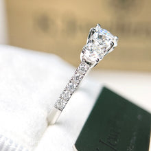 Load image into gallery viewer Moissanite Three Stars Paved Ring full moissanite three stone surround ring