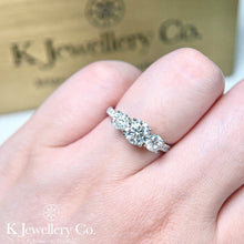 Load image into gallery viewer Moissanite Three Stars Paved Ring full moissanite three stone surround ring