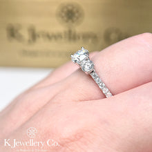 Load image into gallery viewer Moissanite Three Stars Paved Ring full moissanite three stone surround ring