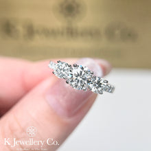 Load image into gallery viewer Moissanite Three Stars Paved Ring full moissanite three stone surround ring