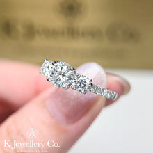 Load image into gallery viewer Moissanite Three Stars Paved Ring full moissanite three stone surround ring