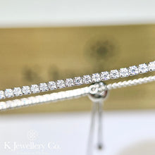 Load image into gallery viewer Moissanite 2mm Full Pave Bracelet Moissanite full diamond 3-part bracelet
