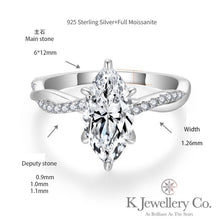Load image into gallery viewer Moissanite Twisted Marquise 2ct Ring Moissanite Marquise 2ct Ring
