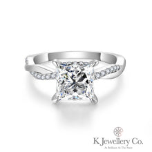 Load image into gallery viewer Moissanite Twisted Princess Cut 2ct Ring Moissanite Princess Cut 2ct Ring