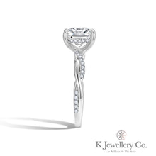 Load image into gallery viewer Moissanite Twisted Princess Cut 2ct Ring Moissanite Princess Cut 2ct Ring