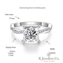 Load image into gallery viewer Moissanite Twisted Princess Cut 2ct Ring Moissanite Princess Cut 2ct Ring