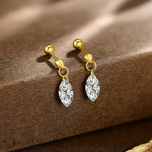 將圖片載入圖庫檢視器 Cubic Zirconia Marquise Earring 進口高碳鑽打孔馬眼石螺絲針耳環