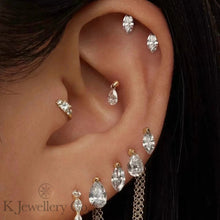 將圖片載入圖庫檢視器 Cubic Zirconia Marquise Earring 進口高碳鑽打孔馬眼石螺絲針耳環