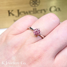 Load image into gallery viewer Moissanite Four Claws Love Ring custom pink moissanite ring