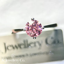 Load image into gallery viewer Moissanite Four Claws Love Ring custom pink moissanite ring
