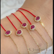 Load the video into the gallery viewer and play, Diamond 18K Gold 0.25ct Ruby redline Bracelet 18K ruby red rope bracelet