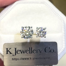 Load the video into the gallery viewer and play, Moissanite 18K Gold Classic Four Prongs Earrings 18K Moissanite Classic Four Prongs Earrings