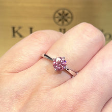 Load the video into the gallery viewer and play, Moissanite Four Claws Love Ring custom pink moissanite ring