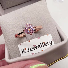 Load the video into the gallery viewer and play, Moissanite Four Claws Love Ring custom pink moissanite ring