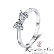將圖片載入圖庫檢視器 Moissanite Double Hearts Ring 莫桑石心型蝴蝶結戒指