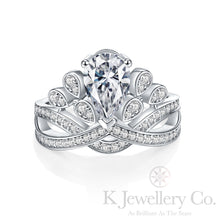 Load image into gallery viewer Moissanite 1.5ct Pear Josephine Crown Ring Moissanite Josephine Crown pear-shaped 1.5 carat ring