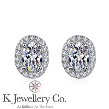 Load image into gallery viewer Moissanite Oval Halo Ear Studs Moissanite Oval surrounding earrings