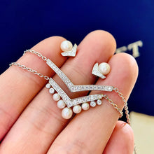 Load image into gallery viewer Pearl V Shape Earring Freshwater Pearl V Shape Earrings