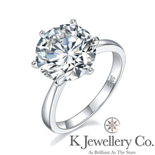 Load image into gallery viewer Moissanite Classic Six Prongs 5ct Ring Moissanite Classic Six Prongs 5ct Ring