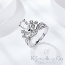 Load image into gallery viewer Moissanite 1.5ct Pear Josephine Crown Ring Moissanite Josephine Crown pear-shaped 1.5 carat ring