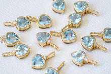 將圖片載入圖庫檢視器 Diamond 18K Gold Aquamarine Heart Shape Pendant 18K金海藍寶40分愛心吊墜