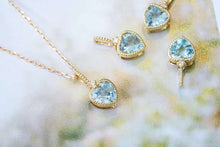 將圖片載入圖庫檢視器 Diamond 18K Gold Aquamarine Heart Shape Pendant 18K金海藍寶40分愛心吊墜